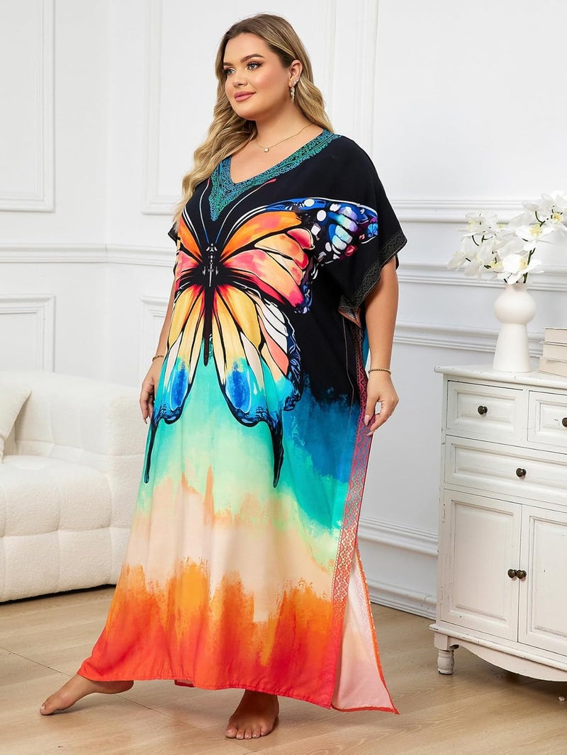 IMAGEKOPE Kaftan Dresses for Women Plus Size Bathing Suit Cover up Caftan Maxi Beach Dresses - Image 3